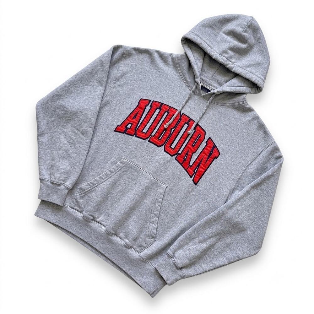 AUBURN TIGERS Vintage 90s Logo Hoodie Sweatshirt Gray J America Mens Large